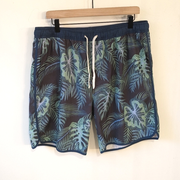 Fair Harbor Men's Lined Tropical Palm Leaf Printed Swim Trunks Size XXL - Picture 1 of 8
